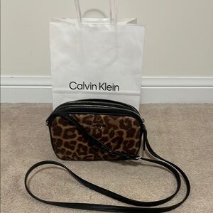Calvin Klein Brown Leopard Print Crossbody Bag